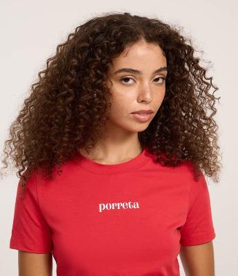 Blusa New T-shirt em Algodão com Lettering Porreta