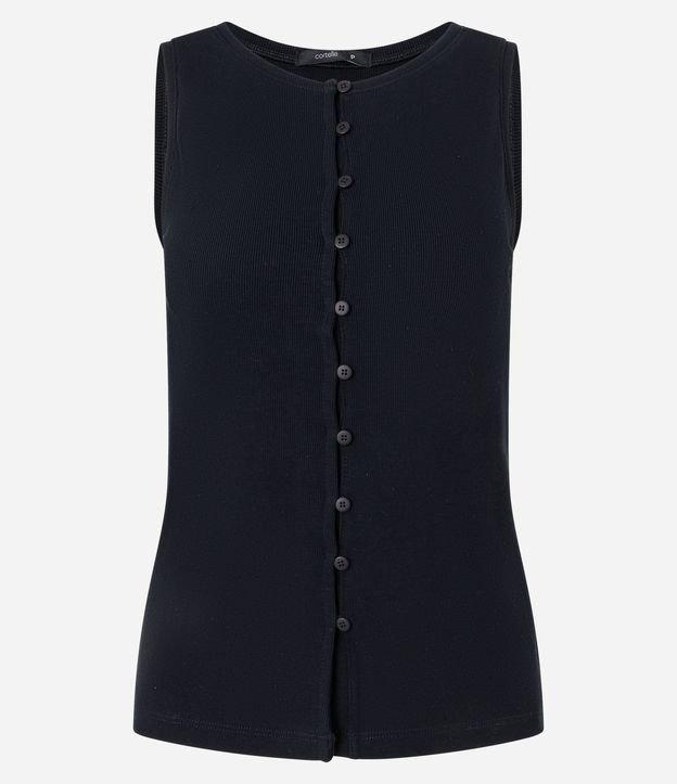 Colete Ajustado Canelado em RIbana com Botões - 1