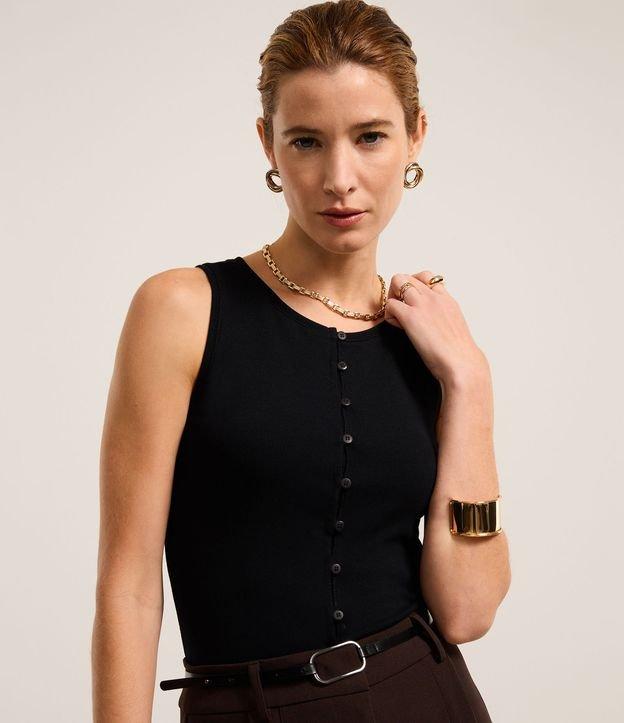 Colete Ajustado Canelado em RIbana com Botões - 2