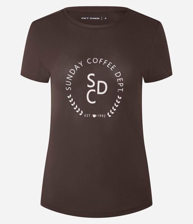 Camiseta Esportiva em Microfibra Texturizada com Estampa Sunday Coffee - 1