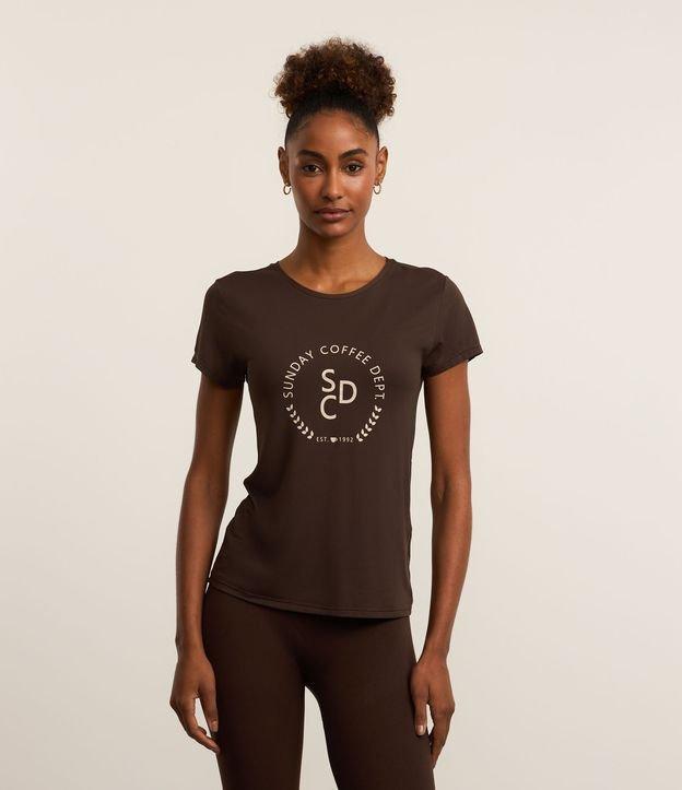 Camiseta Esportiva em Microfibra Texturizada com Estampa Sunday Coffee - 2