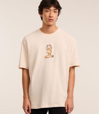 Camiseta Relaxed em Algodão com Estampa Garfield