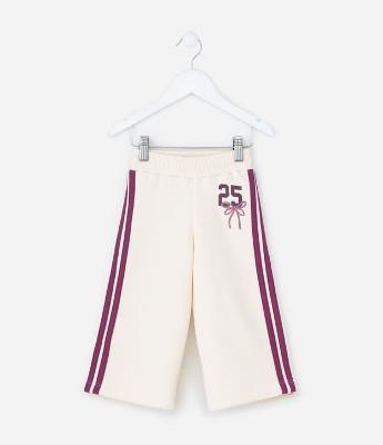 Calça Wide Leg Infantil com Listras Laterais - Tam 1 a 6 Anos