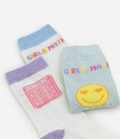 Kit 03 Meias Cano Médio em Algodão com Estampa Girl Math - 2