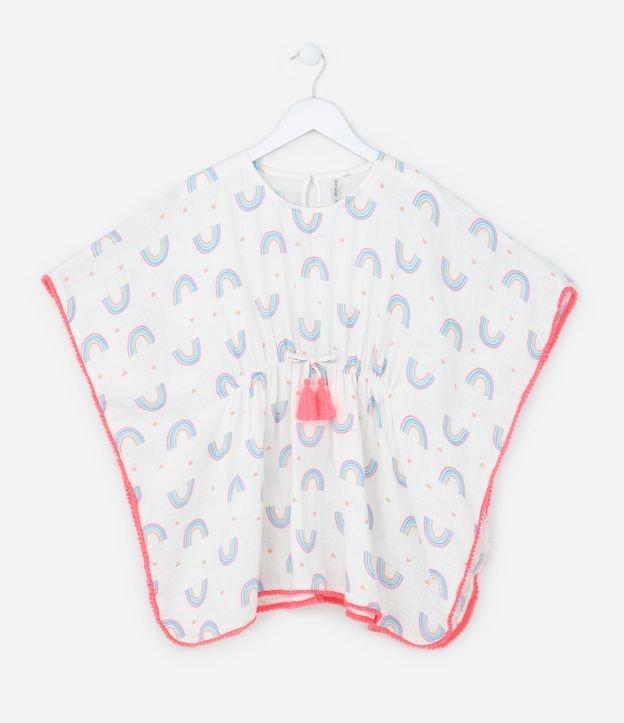 Saída de Praia Infantil com Tassel e Estampa Arco-Íris - Tam P ao G - 1