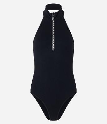 Body em Poliamida Seamless e Decote Halter com Zíper