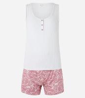 Pijama Short Doll em Ribana com Botões e Estampa de Folhagem - 1