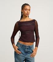 Blusa em Tule com Drapeado e Mangas com Transparência - 1