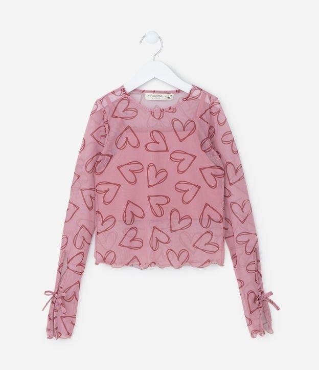 Blusa Infantil com Sobreposição e Lacinhos nas Mangas - Tam 5 a 14 Anos - 1