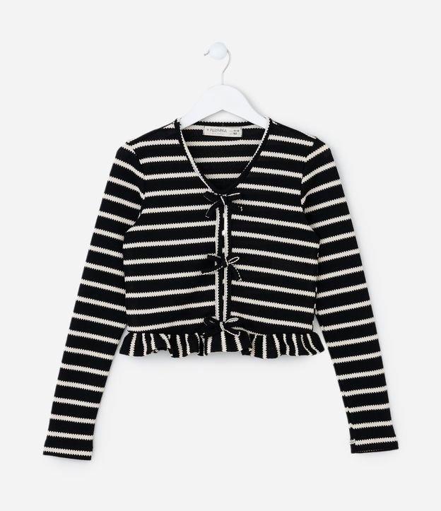 Blusa Curta Infantil com Lacinhos e Listras - Tam 5 a 14 Anos - 1