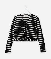 Blusa Curta Infantil com Lacinhos e Listras - Tam 5 a 14 Anos - 1
