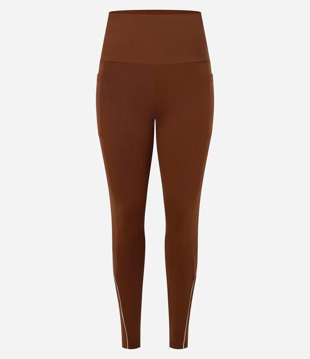 Calça Legging Esportiva em Microfibra Pesada com Cós Alto e Bolsos Laterais - 1