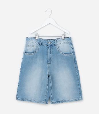 Bermuda Baggy Infantil em Jeans - Tam 5 a 14 Anos