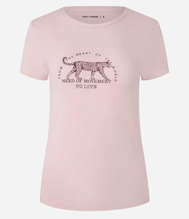 Camiseta Esportiva em Microfibra Furadinha com Estampa Onça Need of Movement - 1
