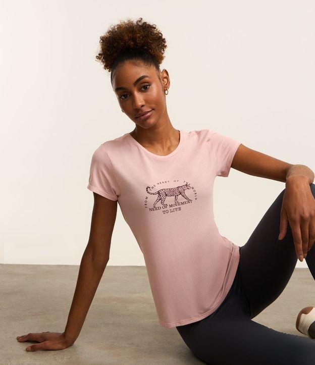 Camiseta Esportiva em Microfibra Furadinha com Estampa Onça Need of Movement - 2
