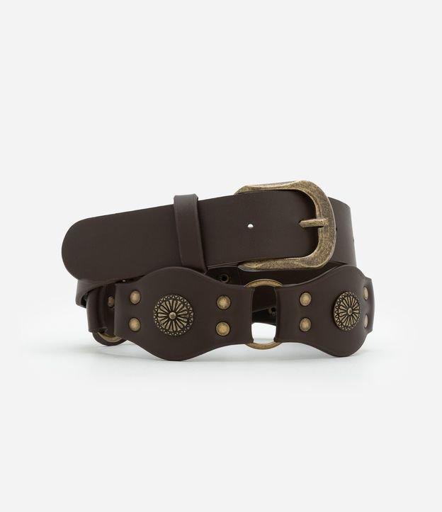 Cinto Boho Médio em PU com Detalhes de Metal Envelhecido - 1