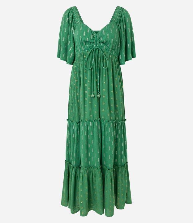Vestido Longo em Viscose Maquinetado com Fio Metalizado - 1