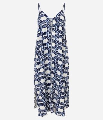 Saída de Praia Bata com Abertura Frontal e Estampa Correntes