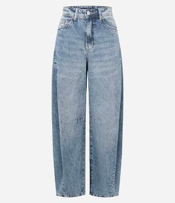 Calça Barrel em Jeans Marmorizado