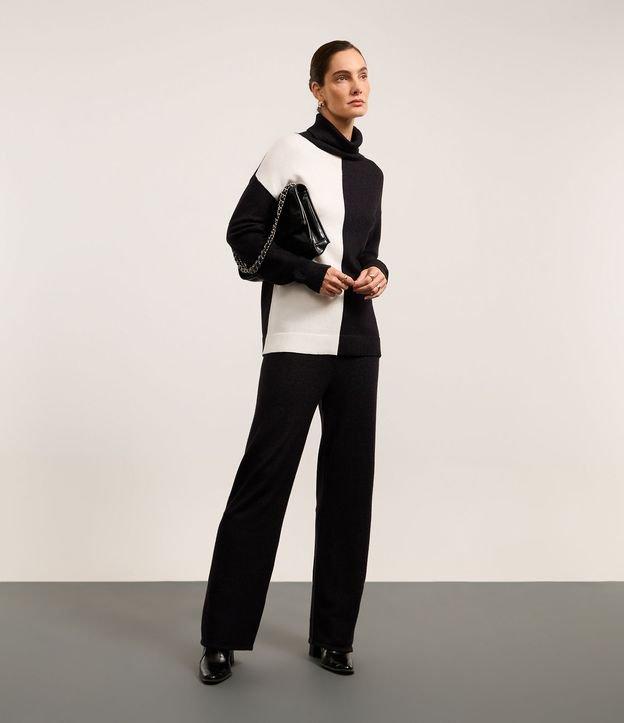 Calça Reta Cintura Alta em Tricô com Cós Largo re Ribana - 2