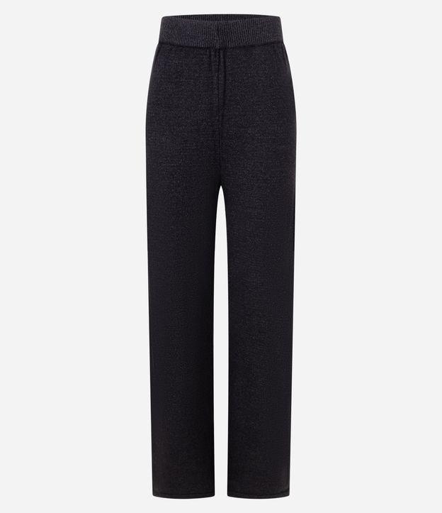 Calça Reta Cintura Alta em Tricô com Cós Largo re Ribana - 1