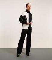 Calça Reta Cintura Alta em Tricô com Cós Largo re Ribana - 2