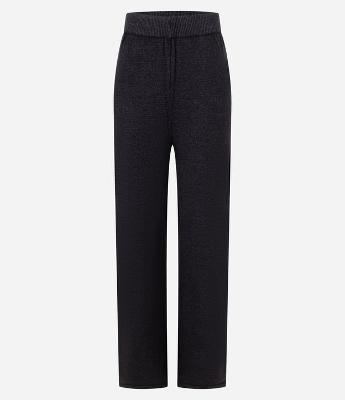 Calça Reta Cintura Alta em Tricô com Cós Largo re Ribana