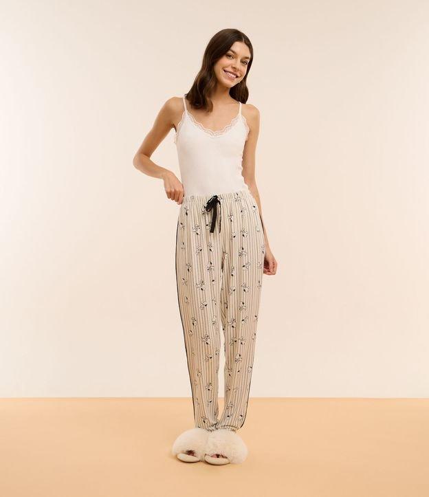 Calça de Pijama com Estampa Snoopy e Punhos Ajustados - 1