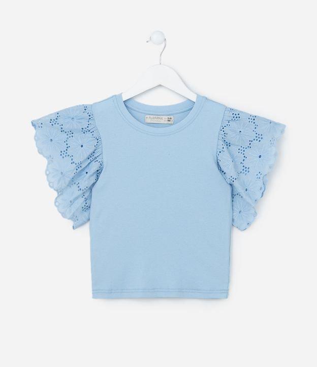 Blusa Infantil em Ribana com Babado Broderie - Tam 5 a 14 Anos - 1