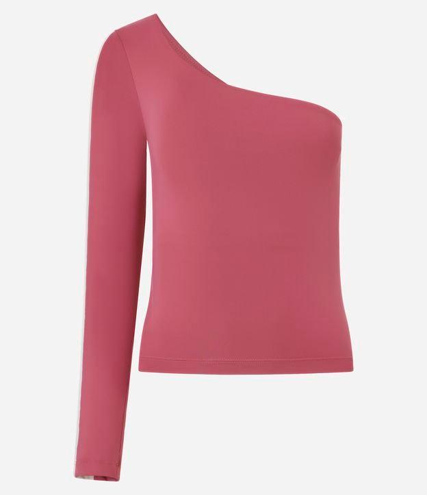 Blusa Ombro Único em Microfibra com Recorte Contrastante na Manga - 1