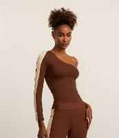 Blusa Ombro Único em Microfibra com Recorte Contrastante na Manga - 2