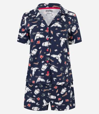 Pijama Americano Curto em Algodão com Estampa Harry Potter
