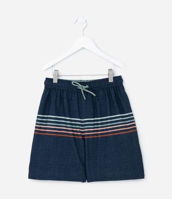 Bermuda Infantil em Microfibra com Listras - Tam 5 a 14 Anos