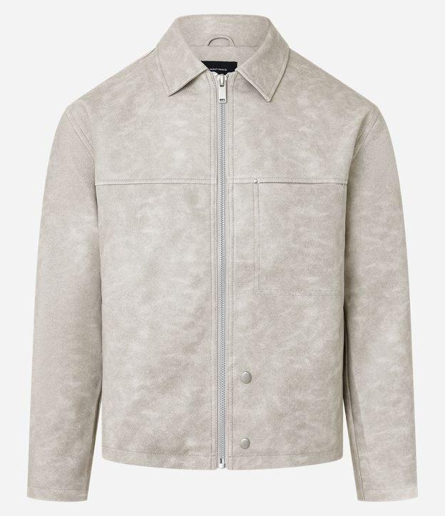 Jaqueta Boxy em Material Sintético com Recortes - 1