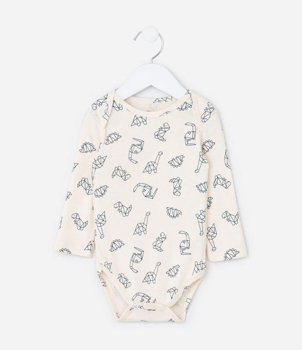 Conjunto Infantil em Ribana com Estampa Dinos - Tam 0 a 18 meses - 2