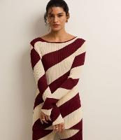 Suéter Slim em Tricô com Decote Canoa e Listras Espiral - 2