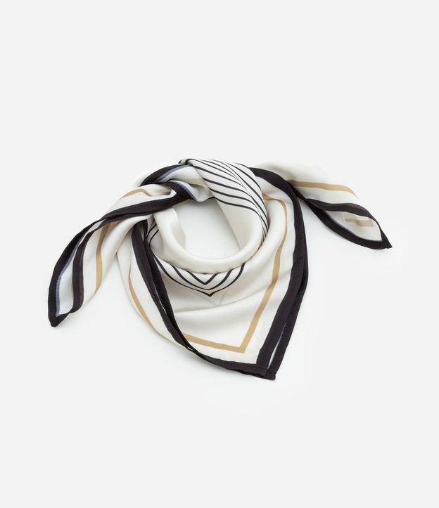 Lenço Quadrado em Cetim com Estampa de Listras - 1