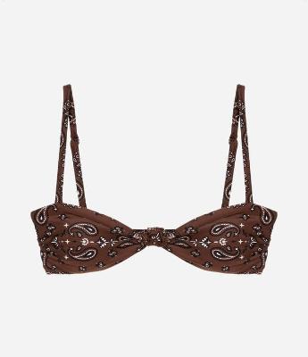 Biquíni Top Bandeau em Microfibra com Estampa Paisley e Nózinho