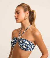 Biquíni Top Bandeau em Microfibra com Estampa de Correntes e Alças Removíveis - 1