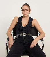 Body em Poliamida Frente Única com Babados no Decote - 1