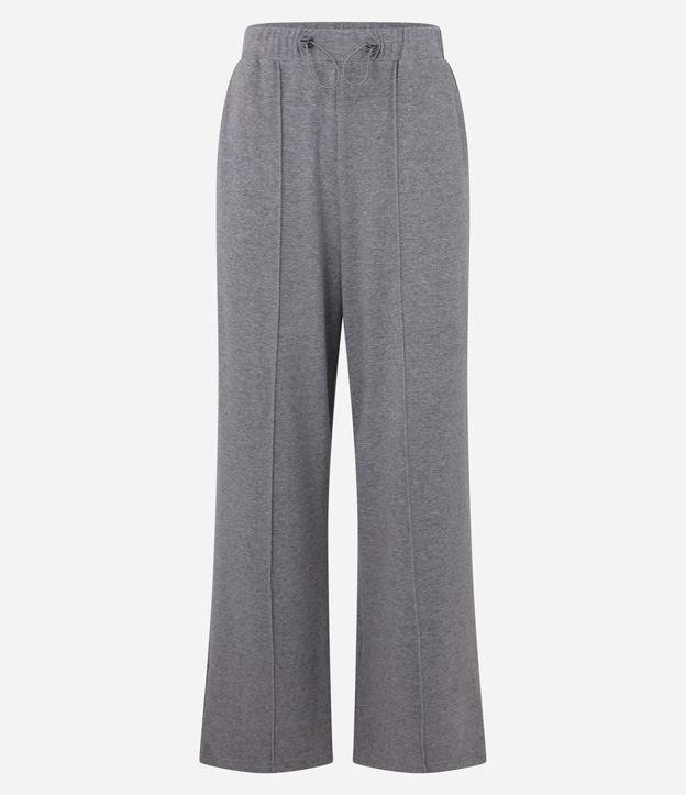 Calça Wide Leg Cintura Alta em Chenille com Malha Brushed - 1