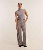 Calça Wide Leg Cintura Alta em Chenille com Malha Brushed - 2