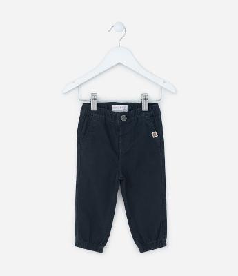 Calça Infantil em Veludo com Barra Elástica - Tam 0 a 18 meses