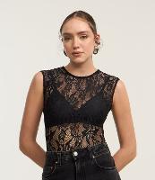Body em Renda Floral com Transparência - 1