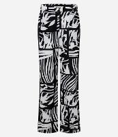 Calça Reta em Piquet com Amarração e Estampa Folhagem - 1