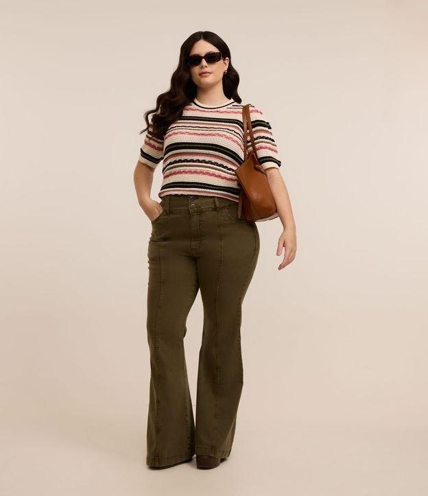 Calça Flare em Sarja com Cós Largo Curve & Plus Size - 1