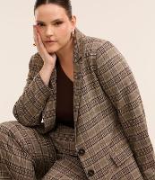 Blazer Alfaiataria Estampa Xadrez e Bolsos Curve & Plus Size - 1