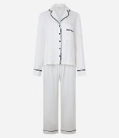 Pijama Americano Longo em Chalis com Viés Contrastante e Bolsinho - 1