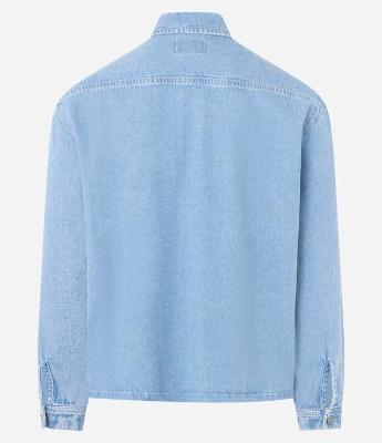 Camisa Oversized Boxy em Jeans com Efeito Marmorizado