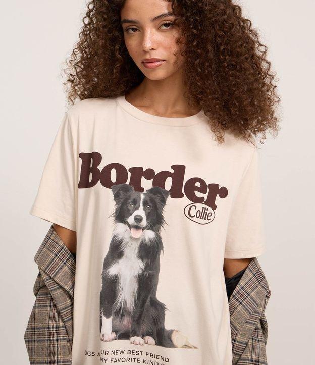 Camiseta Alongada em Algodão com Estampa Border Collie - 1